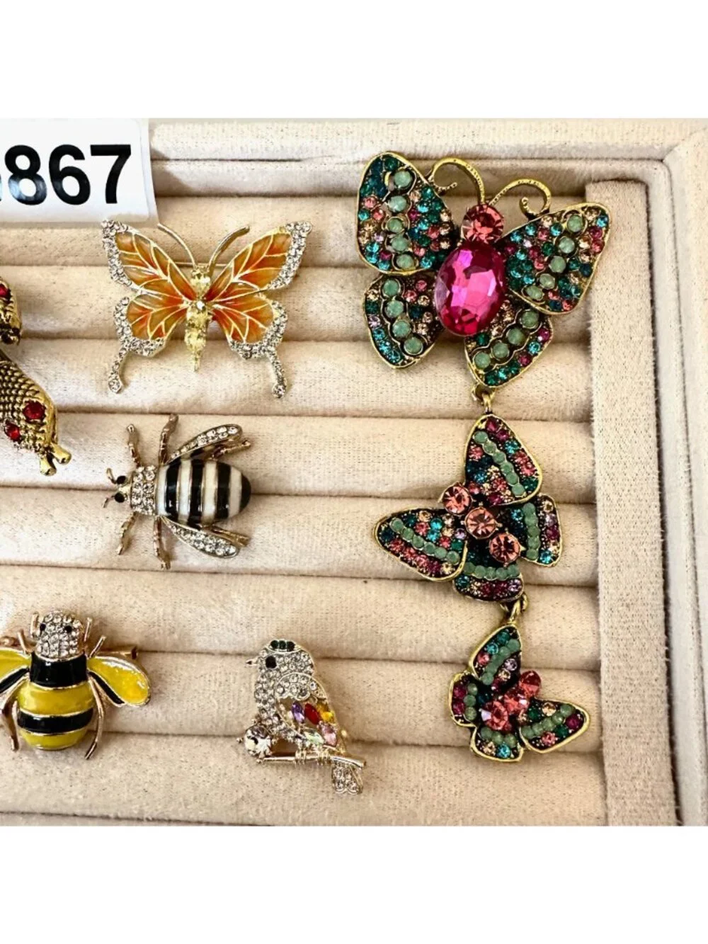 Costume Jewelry Lot Brooches Pins Snake Butterfly Bees Bird